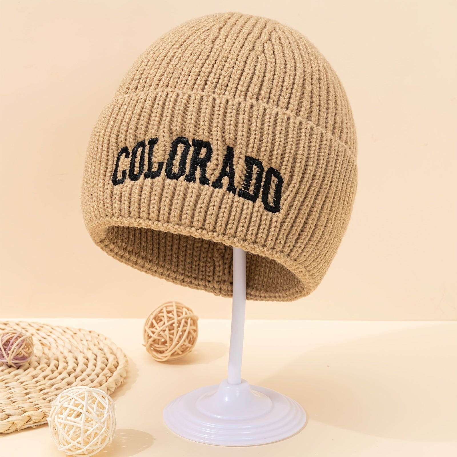 Colorado Embroidered Knitted Hat - Multiple Solid Colors