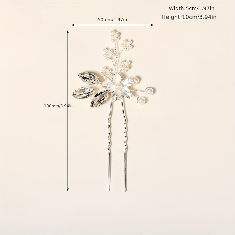 Bridal Floral Hairpin Rhinestone Insert Pin Headdress