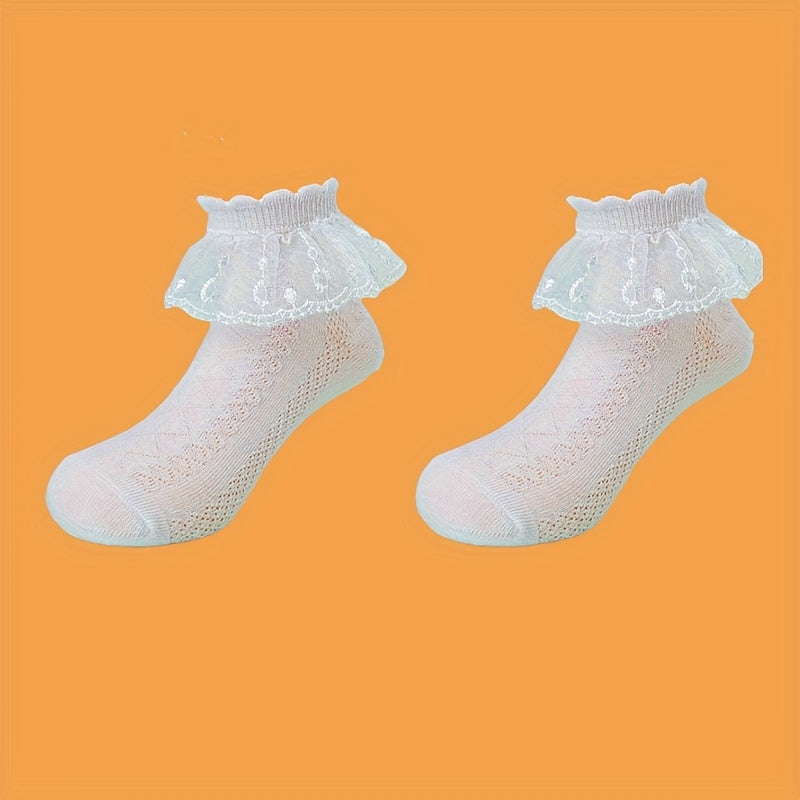 Girls Lace Ruffled Princess Socks Dance Socks Breathable Comfy Socks