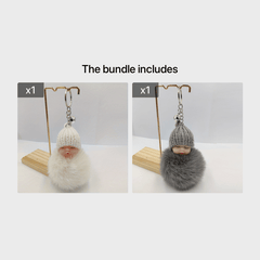 Zircon Rabbit Fur Ball Keychain for Girls