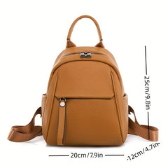 Women's Small Backpack Solid PU Leather Daypack