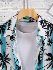 Men's Summer Palm Tree Stripe Hawaiian Shirt