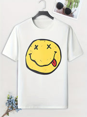 Men's Happy Face Print T shirt Active Tee Outdoor