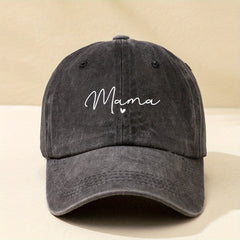 Mama Print Baseball Cap Solid Washed Distressed Dad Hat Casual Sun Hats Women