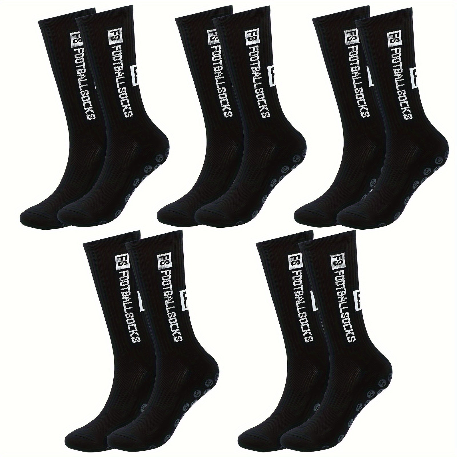 5 Pairs Silicone Dots Non Slip Football Socks Sport Crew Socks