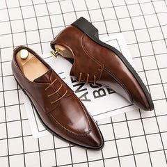 Men's Derby Shoes Lace up Front PU Leather Dress Shoes For Men