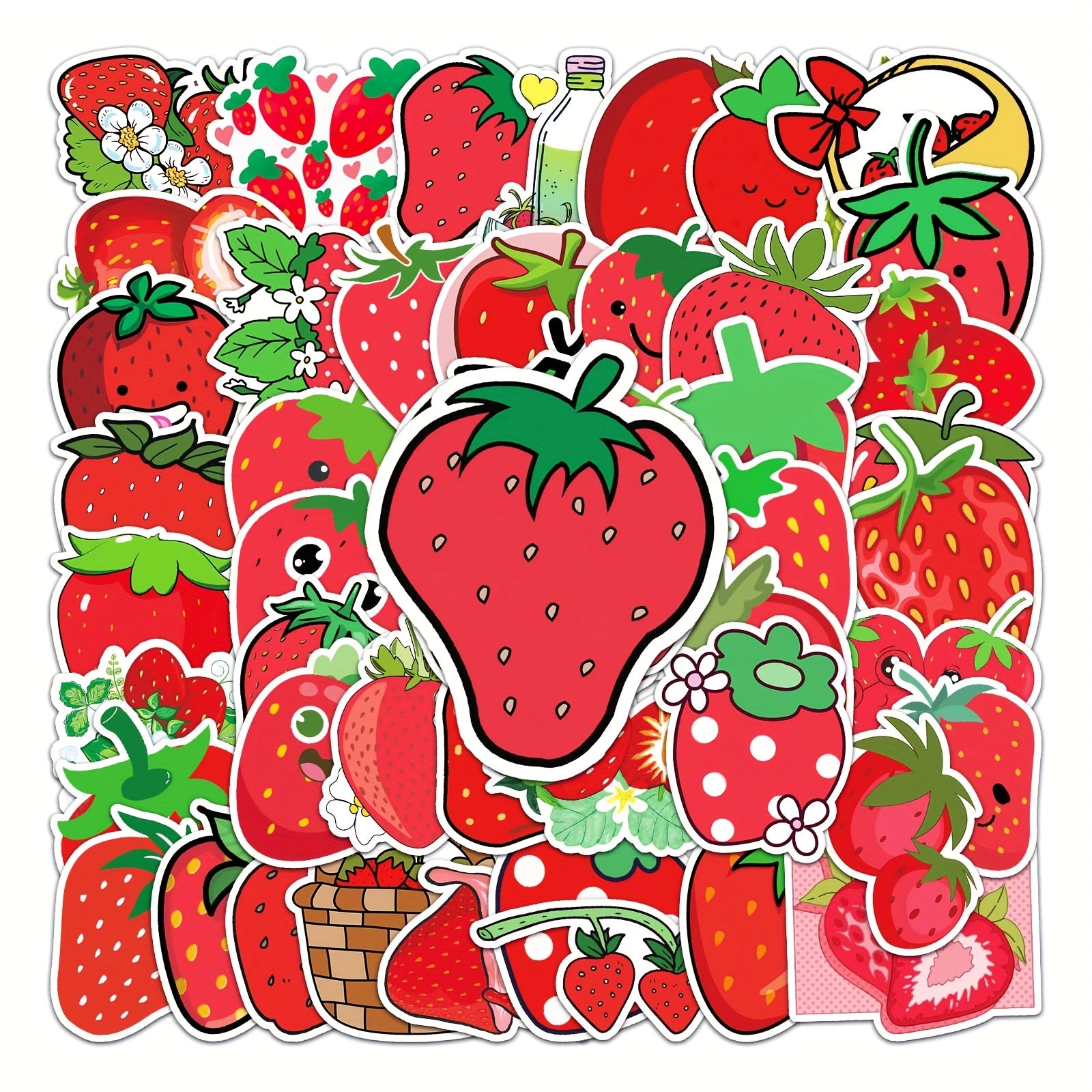 50pcs Strawberry Waterproof Stickers Water Bottles Laptop Luggage