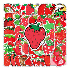 50pcs Strawberry Waterproof Stickers Water Bottles Laptop Luggage