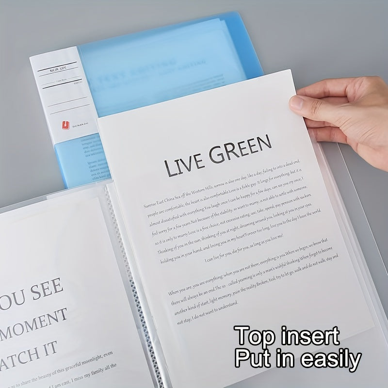 Green A4 Size Plastic Book Binder Folder with Translucent Cover Pocket