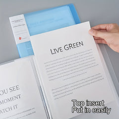 Green A4 Size Plastic Book Binder Folder with Translucent Cover Pocket