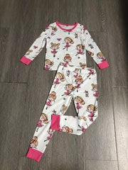 Girls 2pcs Lounge Wear Homewear Long Sleeve Top & Matching Pants Set