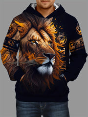 3D Lion Print Hoodie Men Graphic Hooded Pullover Autumn Winter