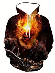 Starry Sky Planet Print Hoodie Men Drawstring Pullover