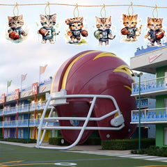 6pcs Cat Football Ornaments Football Coach Gift Helmet Hanging Ornament