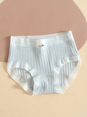 5pcs Ribbed Bow Tie Briefs Soft & Stretchy Intimates Panties