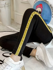 Girls Side Taping Elastic Waist Casual Trousers