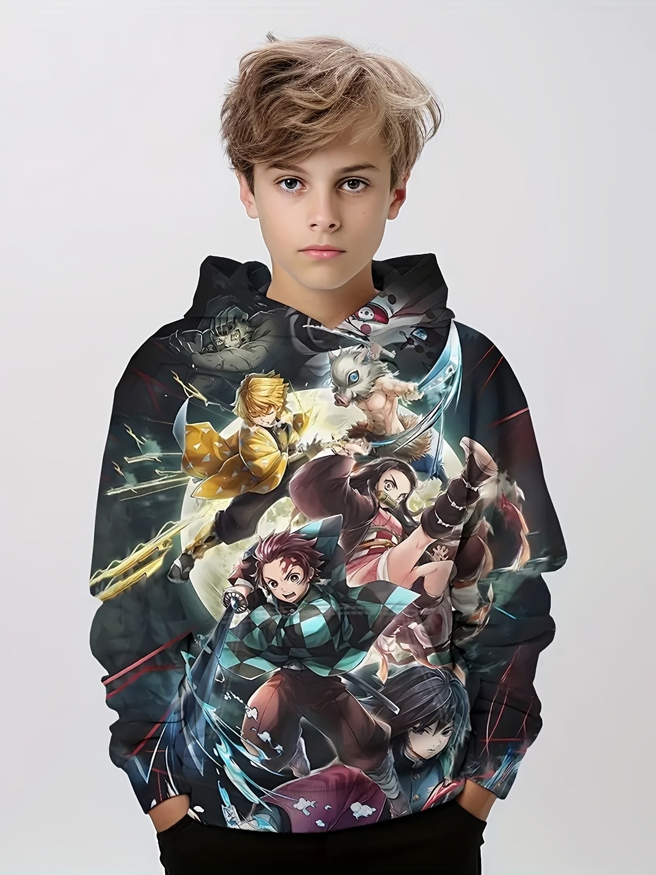 Anime Pattern 3D Print Boys Hooded Sweatshirt Spring Fall Kids Hoodie Tops