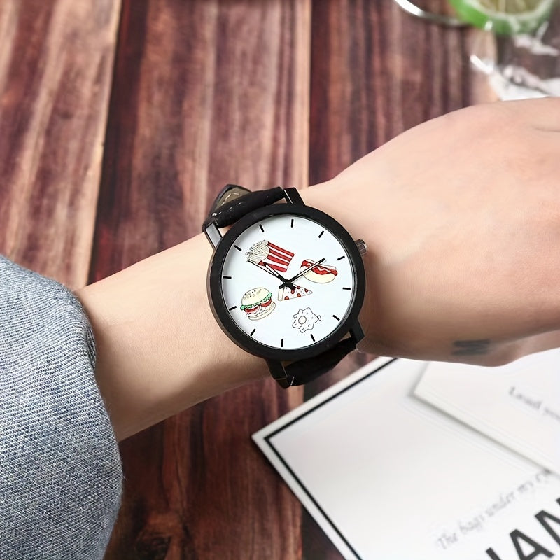 Round Cartoon Dial Digital Quartz Watch Stainless Steel
