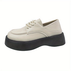 British Style Platform Loafers Lace Up Shoes Comfortable Walking Shoes