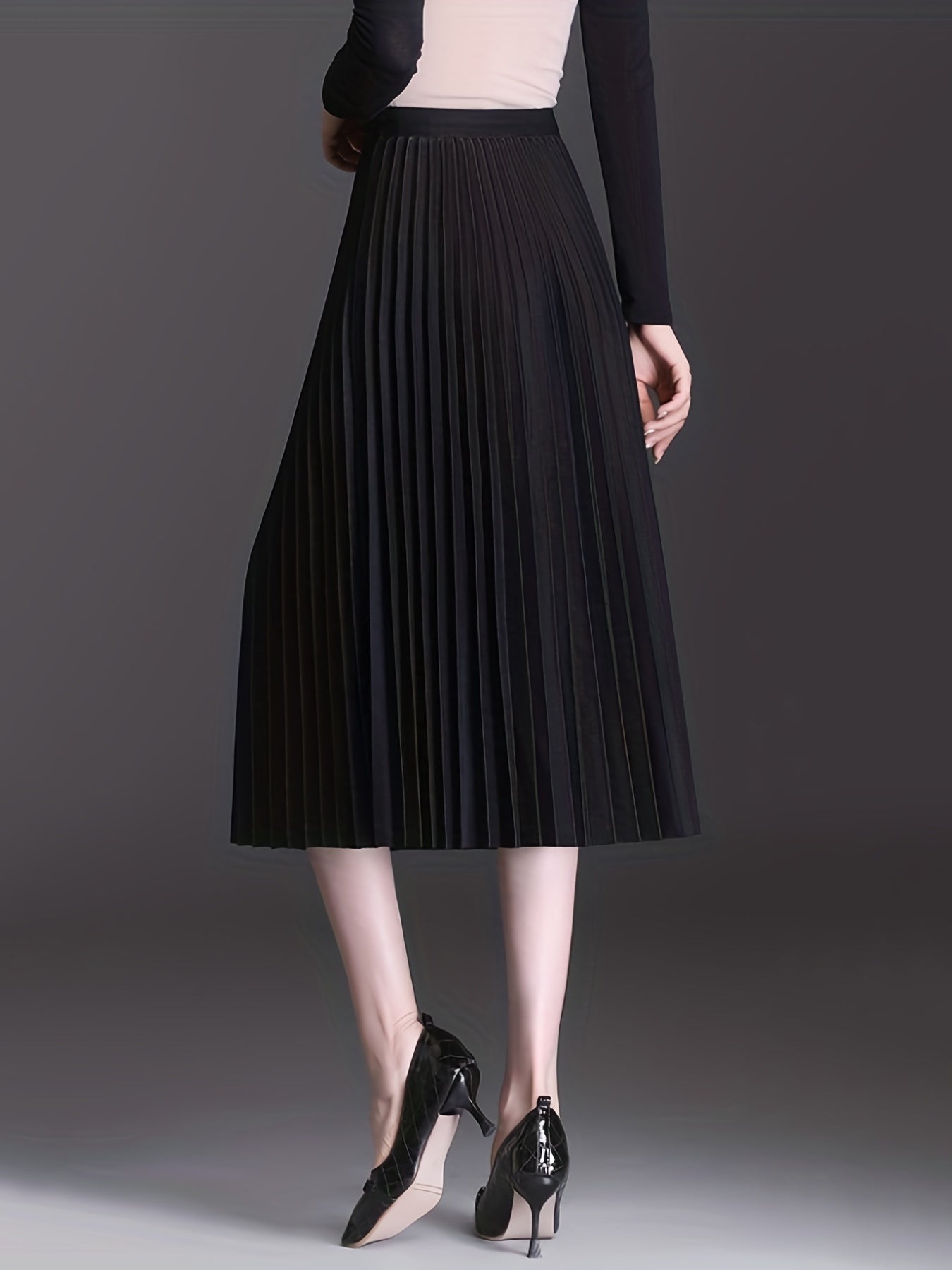 High Waist Pleated Skirts Midi Women's Clothing