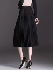 High Waist Pleated Skirts Midi Women's Clothing