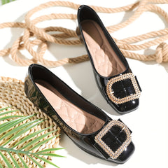 Rhinestone Square Toe Flat Shoes Lightweight Walking Shoes