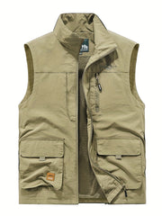 Men's Cargo Vest Outdoor Fishing Zip Up Spring Summer