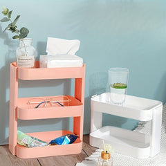 Desktop Cosmetic Storage Box Pink Makeup Organizer For Vanity Dresser