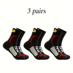 Men's Creative Pattern Sport Socks, 3 Pairs