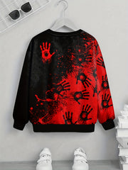 Boys Hand 3D Print Sweatshirt Kids Street Wear Casual Round Neck