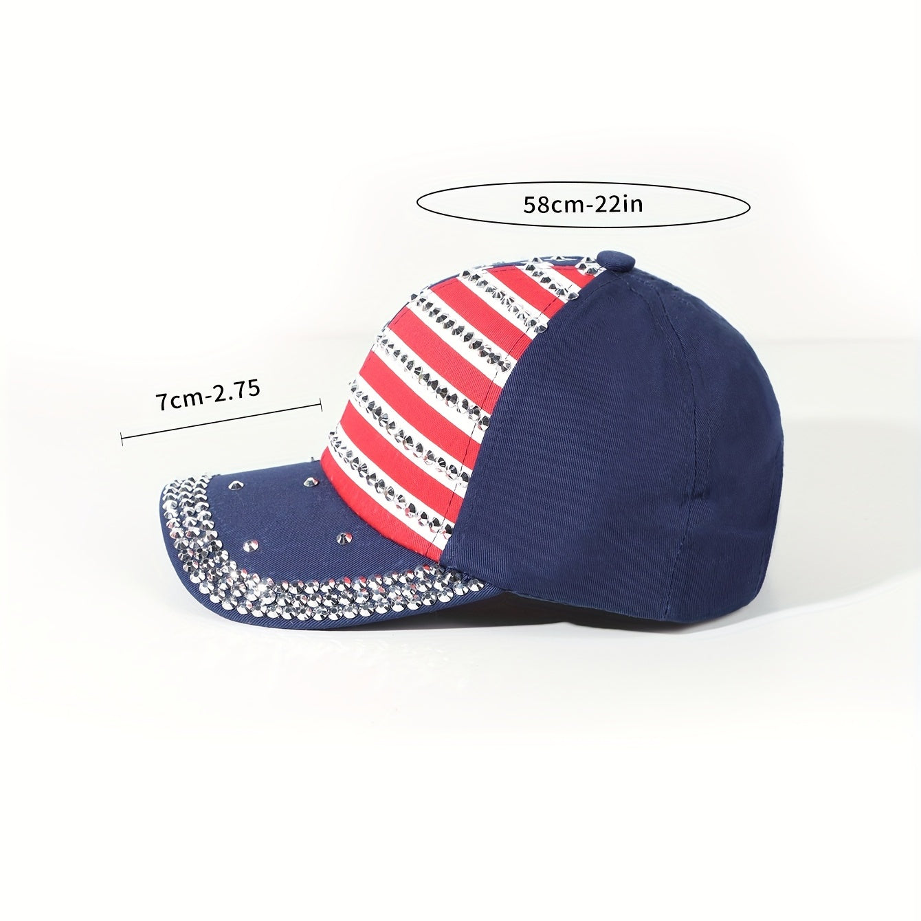 Rhinestone Flag Print Baseball Cap Hip Hop Dad Hat