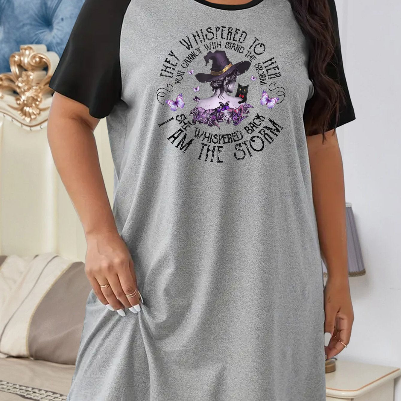 Halloween Nightdress Women's Witch Print Sleep Dress