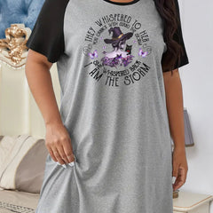 Halloween Nightdress Women's Witch Print Sleep Dress