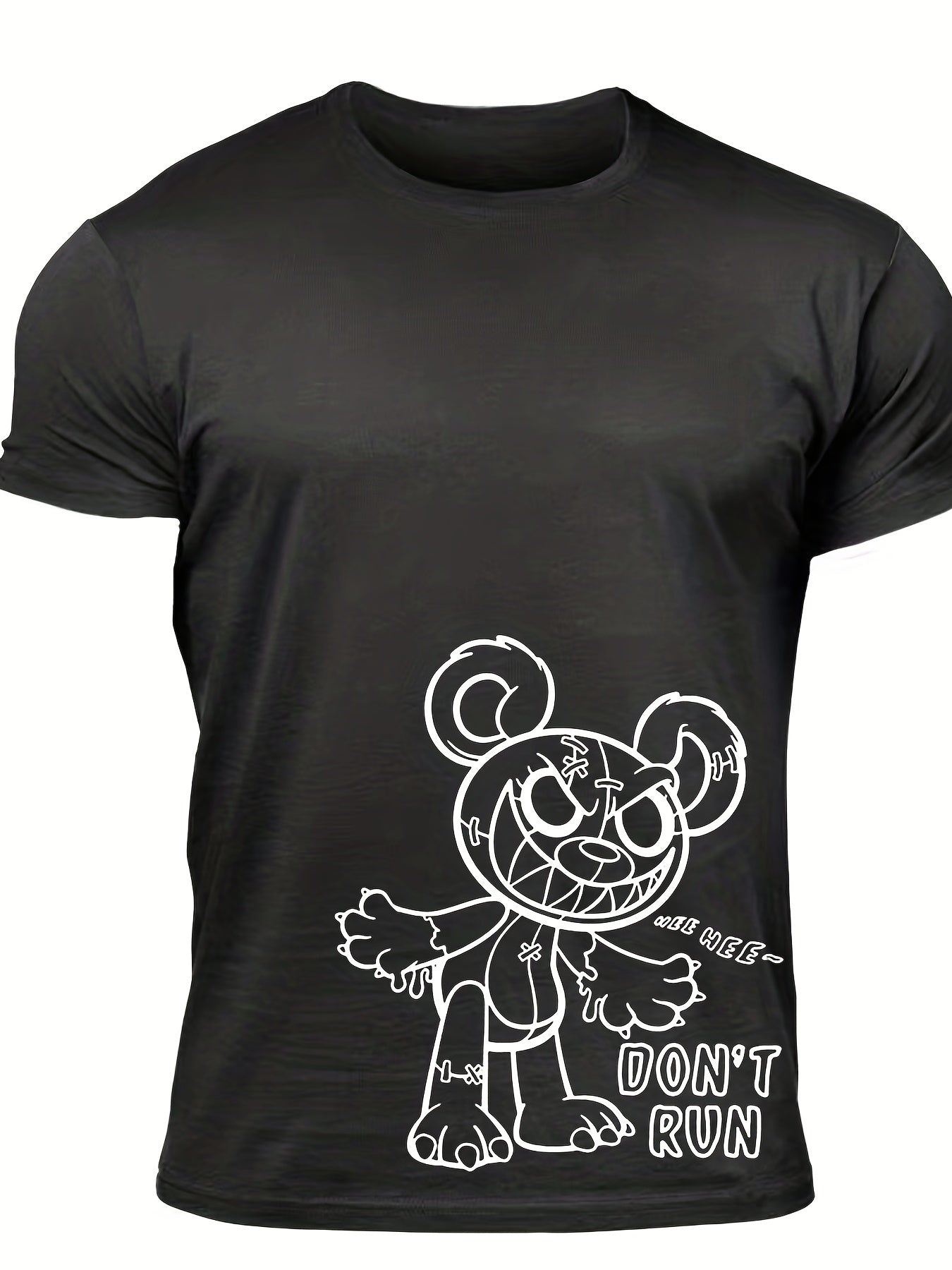 Men's Plush Print T Shirt with Stretch Crew Neck