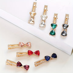 Bowknot Crystal Hair Clip Non slip Duck Billed Clip Female Side Clip