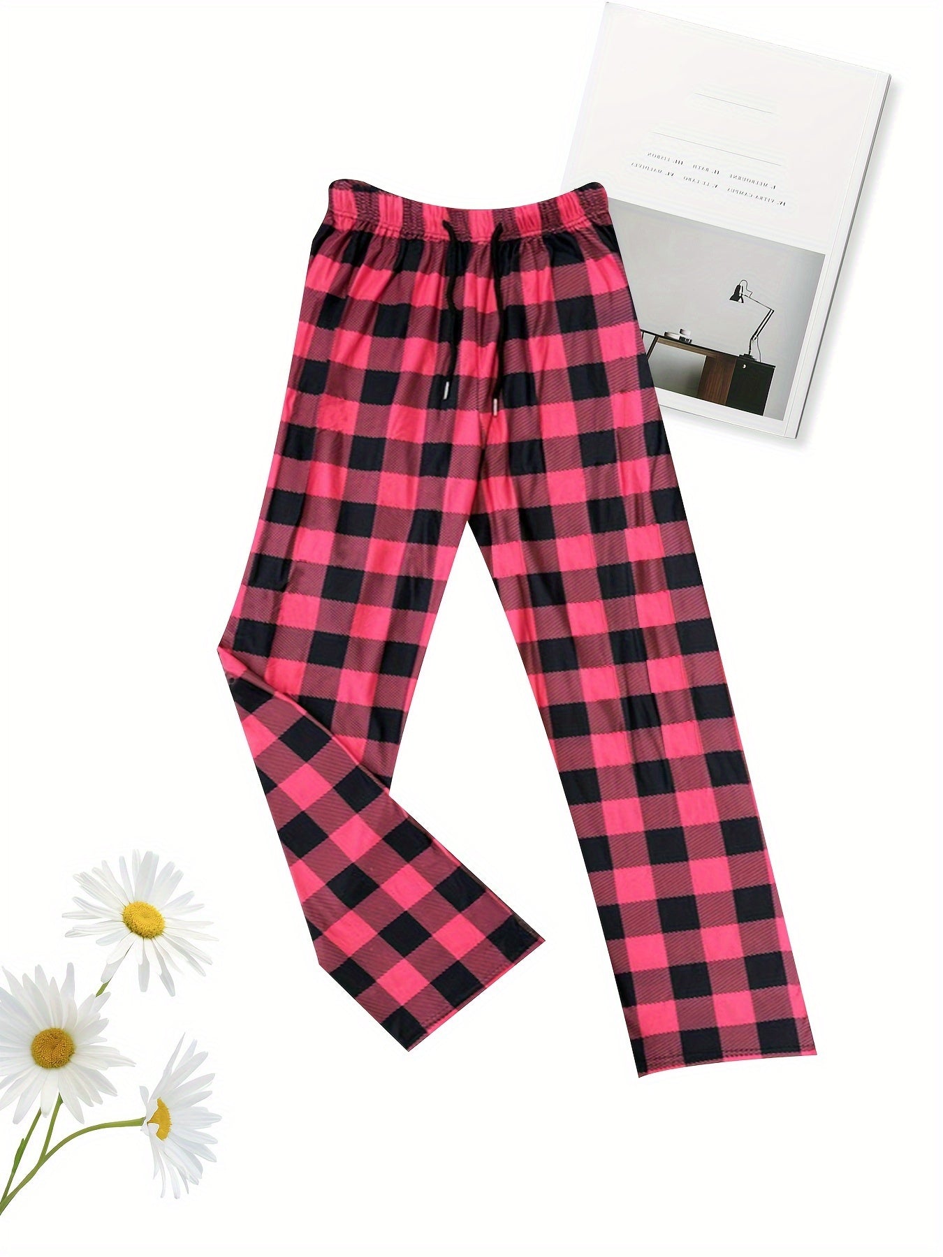 Checkerboard Print Yoga Pants Wide Legs Women's Activewear