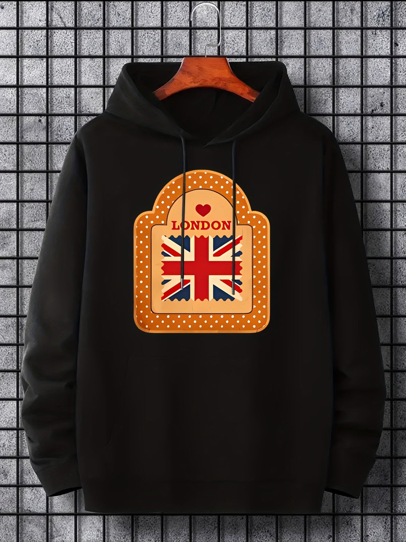 London Flag Print Hoodie for Men