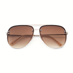 OUWEN Oversized Aviator Polarized Sunglasses Gradient Tea Lens