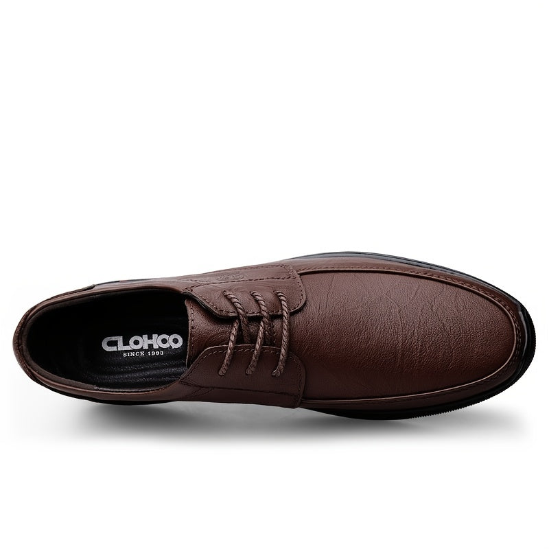 CLOHOO Men's Embossed Dress Shoes Dark Brown