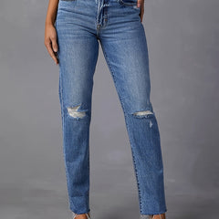 Washed Ripped High Stretch Jeans