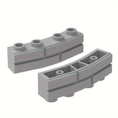 9pcs Building Block Set Khaki Curved Wall Tiles & Lattice Bricks