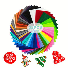 52pcs 4x4 Inch Felt Fabric Sheets 40 Colors 1mm Thickness DIY Crafts Embroidery