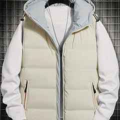 Men's Hooded Winter Vest with Zipper Pockets