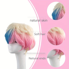 10 Inch 25.4 Cm Golden Pink Masquerade Wig Men's Dress Up Wig