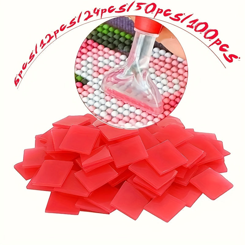 100pcs 2X2cm Artificial Diamond Painting Red Glue Clay DIY Tool