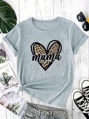 Leopard Heart Print Mama and Mini Matching T Shirt Set for Family Outfits