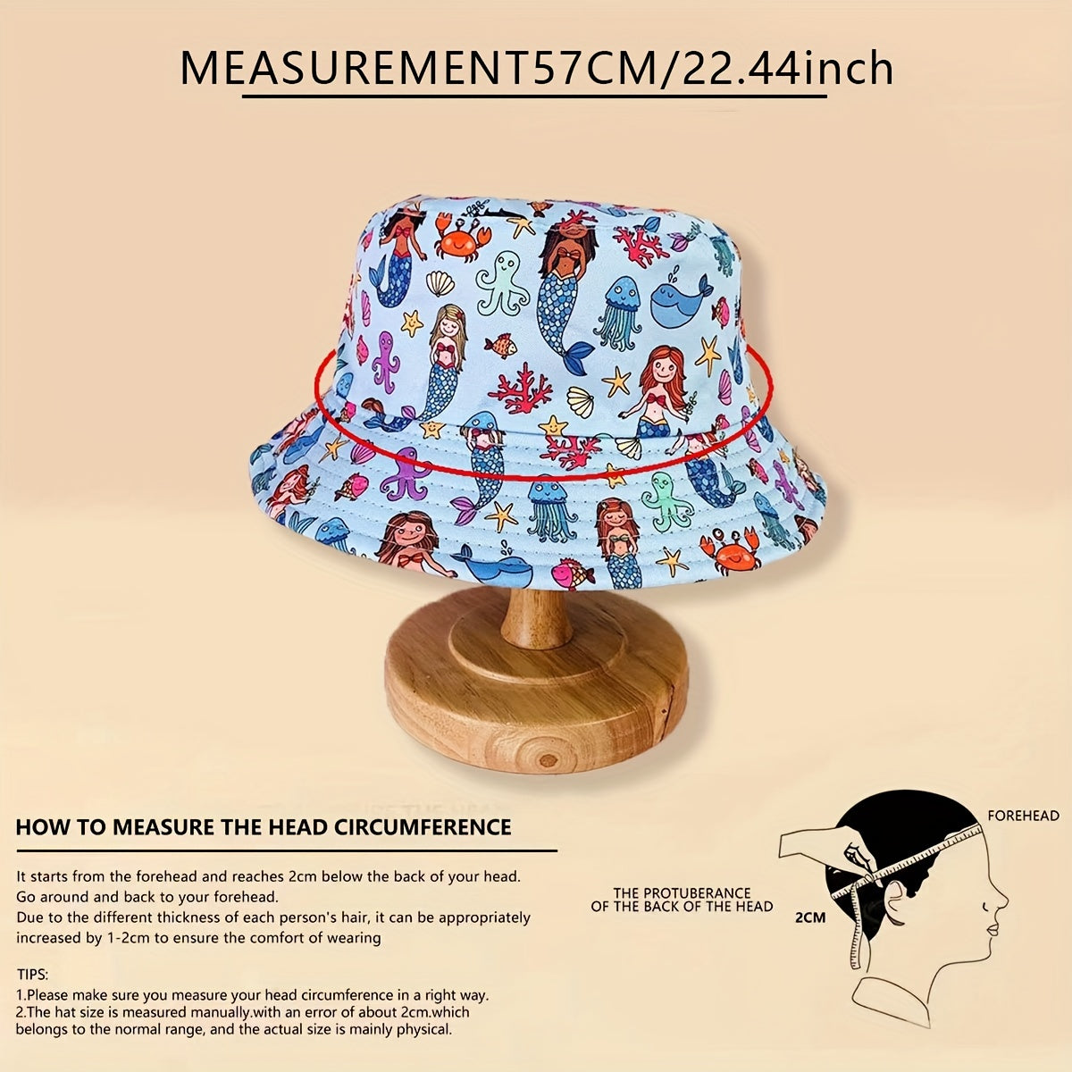 Unisex Printed Sunshade Bucket Hat Unicorn Bear Double sided Sun Hat