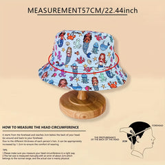 Unisex Printed Sunshade Bucket Hat Unicorn Bear Double sided Sun Hat