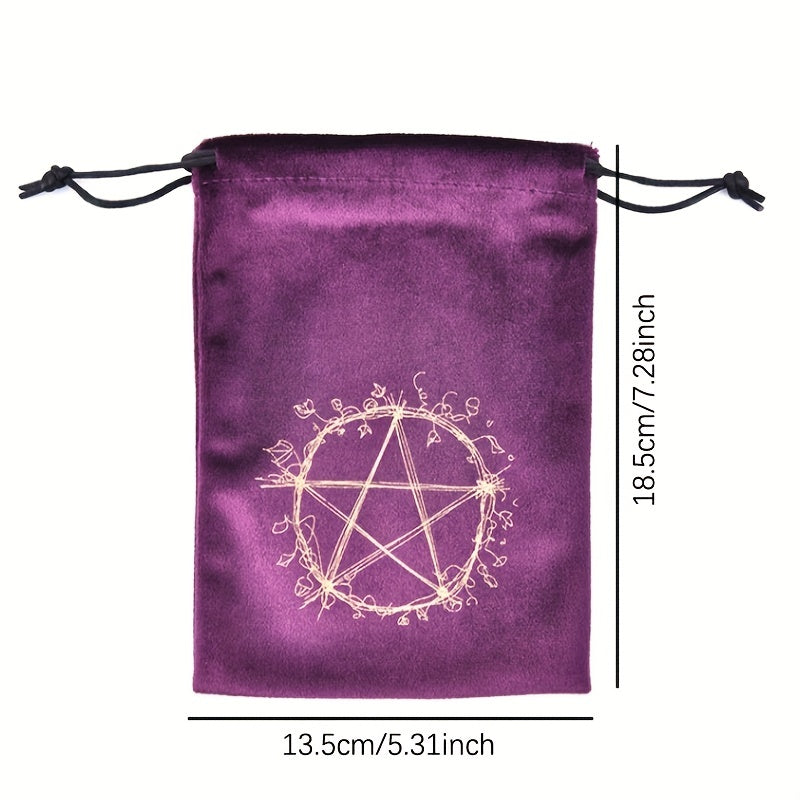 Floral Five pointed Star Velvet Storage Bag Drawstring Pocket