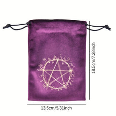 Floral Five pointed Star Velvet Storage Bag Drawstring Pocket